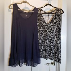 Lane Bryant Size 26/28 Lot Of 2 Tank Tops Swingy Racerback Black White N…